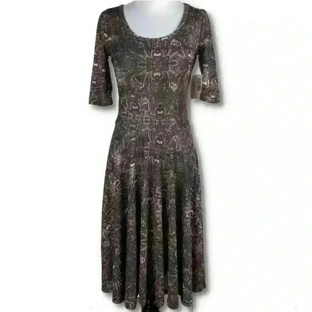 Lularoe Womens Nicole dress size S brown midi - Picture 1 of 13